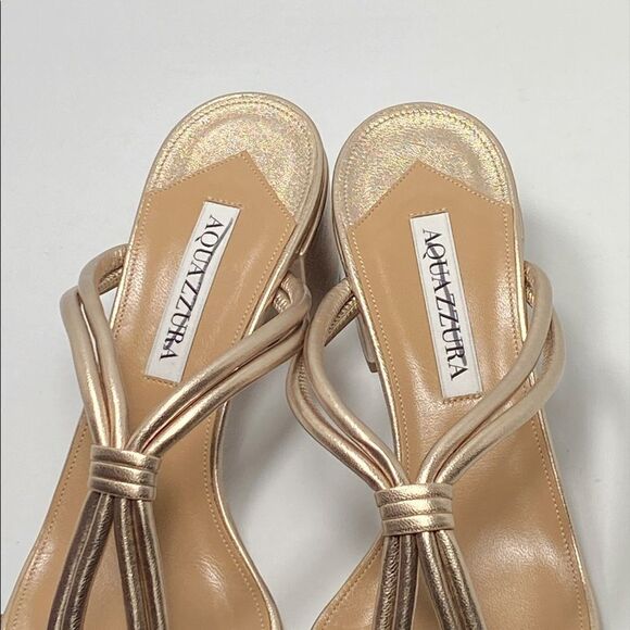 Aquazzura Palisades Metallic Leather Sandals size 38.5 - Picture 4 of 12